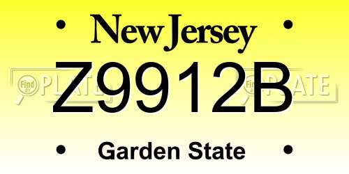 Z9912B New Jersey License Plate