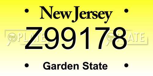 Z99178 New Jersey License Plate