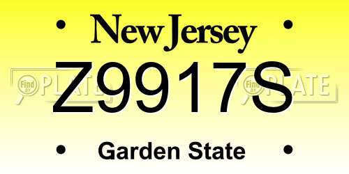 Z9917S New Jersey License Plate