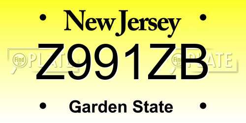 Z991ZB New Jersey License Plate