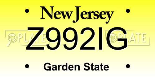 Z992IG New Jersey License Plate
