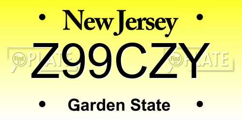 Z99CZY New Jersey License Plate