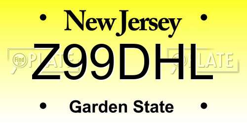 Z99DHL New Jersey License Plate