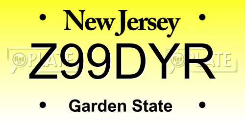Z99DYR New Jersey License Plate
