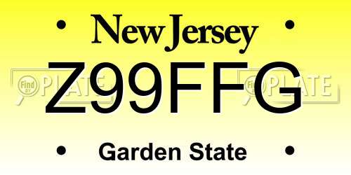 Z99FFG New Jersey License Plate