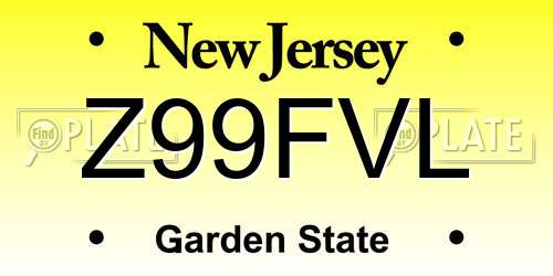 Z99FVL New Jersey License Plate