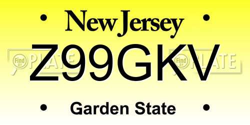 Z99GKV New Jersey License Plate