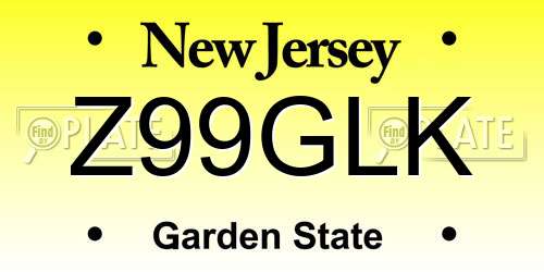 Z99GLK New Jersey License Plate