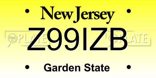 Z99IZB New Jersey License Plate