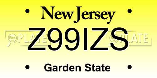 Z99IZS New Jersey License Plate