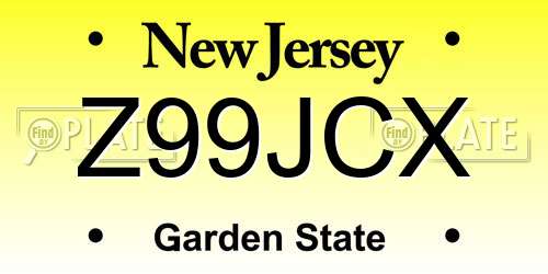 Z99JCX New Jersey License Plate