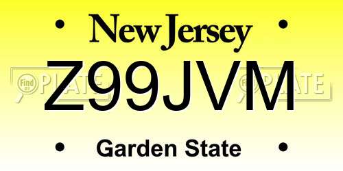 Z99JVM New Jersey License Plate