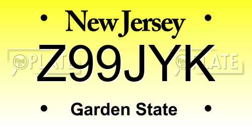 Z99JYK New Jersey License Plate