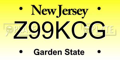 Z99KCG New Jersey License Plate