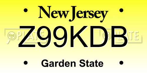 Z99KDB New Jersey License Plate