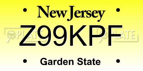 Z99KPF New Jersey License Plate