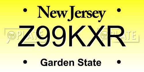 Z99KXR New Jersey License Plate