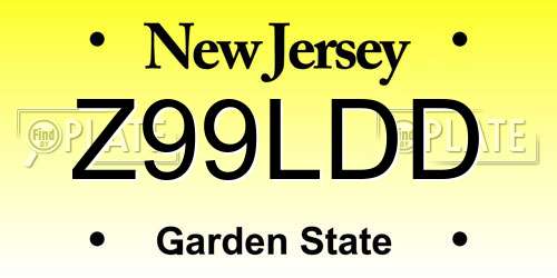 Z99LDD New Jersey License Plate
