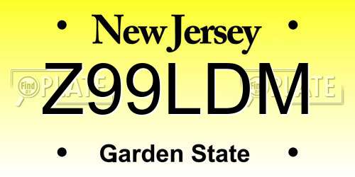 Z99LDM New Jersey License Plate
