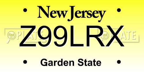 Z99LRX New Jersey License Plate