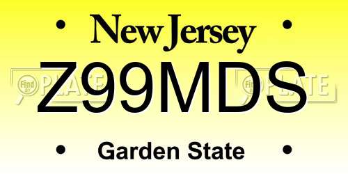 Z99MDS New Jersey License Plate