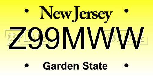 Z99MWW New Jersey License Plate