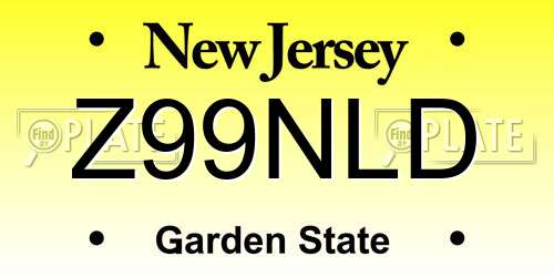 Z99NLD New Jersey License Plate