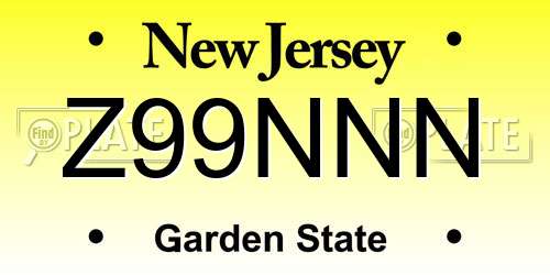 Z99NNN New Jersey License Plate