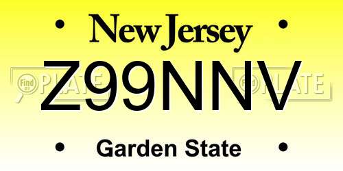 Z99NNV New Jersey License Plate