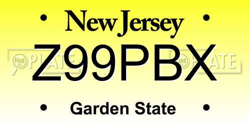 Z99PBX New Jersey License Plate