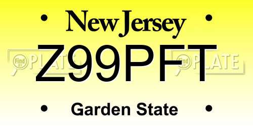 Z99PFT New Jersey License Plate