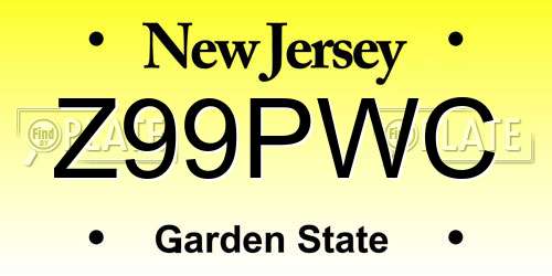 Z99PWC New Jersey License Plate