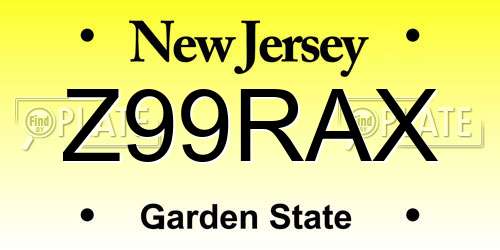 Z99RAX New Jersey License Plate