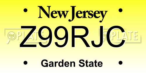 Z99RJC New Jersey License Plate