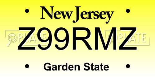 Z99RMZ New Jersey License Plate