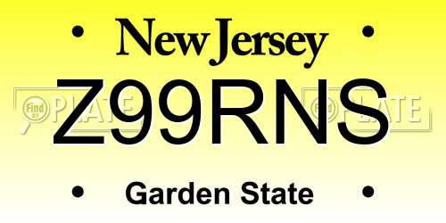Z99RNS New Jersey License Plate