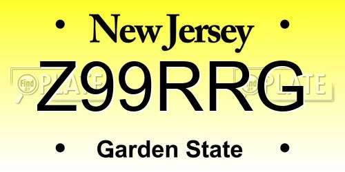 Z99RRG New Jersey License Plate