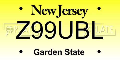 Z99UBL New Jersey License Plate