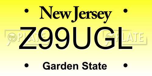 Z99UGL New Jersey License Plate