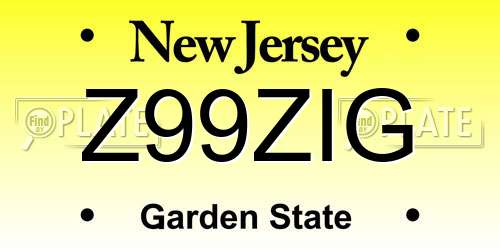 Z99ZIG New Jersey License Plate