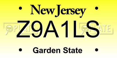 Z9A1LS New Jersey License Plate