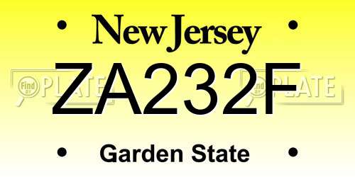 ZA232F New Jersey License Plate