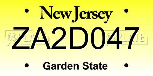 ZA2D047 New Jersey License Plate