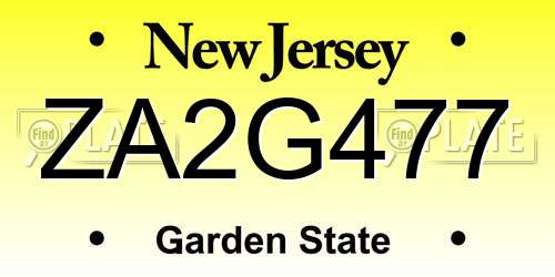 ZA2G477 New Jersey License Plate