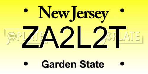 ZA2L2T New Jersey License Plate