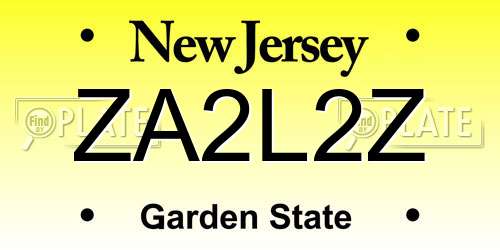ZA2L2Z New Jersey License Plate