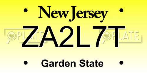 ZA2L7T New Jersey License Plate