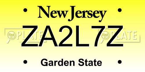 ZA2L7Z New Jersey License Plate