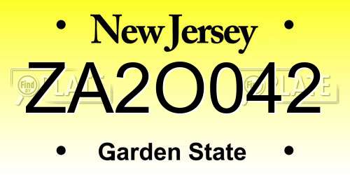 ZA2O042 New Jersey License Plate