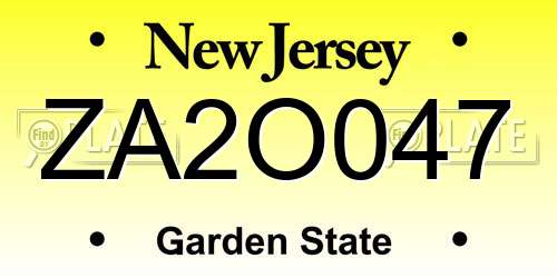 ZA2O047 New Jersey License Plate